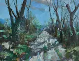 James Le Jeune, Figure in Landscape, oil on canvas board