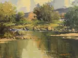 Glendun River, Cushendun, Co Antrim by George K. Gillespie, oil on canvas, sold Mar 2019