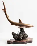 Patrick Reynolds, Shark, bronze on wooden base - number 1 from an edition of 25