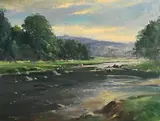 George Gillespie, River Derg near Castlederg, oil on board