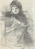 Portrait of a Young Girl by John Butler Yeats, pencil drawing, sold Mar 2019