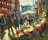 Flower Sellers, Grafton Street, Dublin by Norman Teeling, oil on board, sold Mar 2019