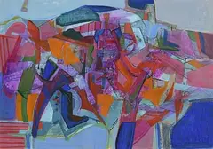 Neville Johnson, Abstract Composition, 1991, acrylic on paper