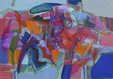 Neville Johnson, Abstract Composition, 1991, acrylic on paper