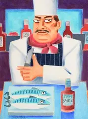 Fish Supper by Graham Knuttel, pastel on paper, sold Mar 2019