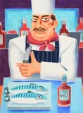 Fish Supper by Graham Knuttel, pastel on paper, sold Mar 2019