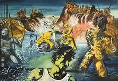 Tuna Fishing, After Salvador Dali (1967/8) by John Doherty, oil and mixed media on board, offered Mar 2019