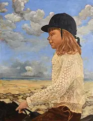 Marjorie Steele, Riding Out on Killiney Beach, oil on canvas