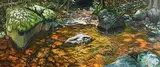 Summer Brook by Charles Lawrance American, 2007, triptych oil on canvas, sold Mar 2019