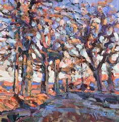 Arthur K. Maderson, Autumnal Evening near Tallow, oil on board