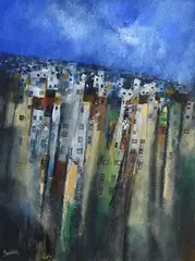 Manus Walsh, Cerros Altos, Valparaiso, Chile, acrylic on card
