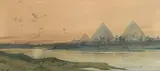 View of the Pyramids by Augustus Osborne Lamplough, watercolour, offered Mar 2019
