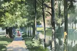 Figures by the Canal by John Skelton Snr, watercolour, sold Mar 2019