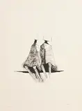Lynn Chadwick British, Two Sitting Figures, 1971, limited edition lithograph published by Erker Press St Gallen - numbered 33 from an edition of 100