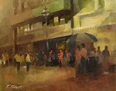 Patrick Cahill, Bewley's Cafe, Grafton Street, Dublin, oil on board