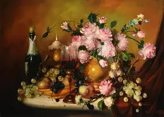 Furst, Still Life on Tabletop, oil on board