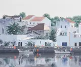 Ferragudo, Portugal by Virgilio Raposo Portuguese, 2003, oil on canvas, offered Mar 2019