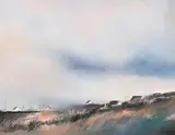 Anne Marie McInerney, West Cork Cottages, Heir Island, pastel on paper