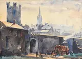 Fergus O'Ryan, St Audeon's Gate and Walls of Dublin, watercolour