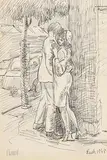 Patrick Leonard, The Embrace, Rush, 1948, ink drawing