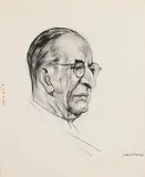 Seán Keating, Eamon de Valera, charcoal drawing highlighted