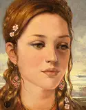 Girl with Floral Earrings by Ken Hamilton, oil on board, sold Jan 2019