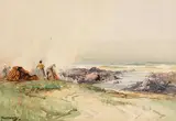 Gathering the Kelp by Frank McKelvey, watercolour, sold Jan 2019