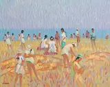 Day at the Beach by Desmond Carrick, oil on board, offered Jan 2019