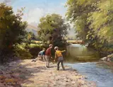 Charles McAuley, Spotting the Trout, oil on canvas