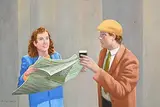 Robert Taylor Carson, Discussing the News, oil on board