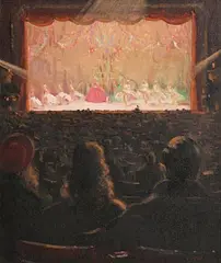 Theatre Interior, Ballet Scene by Patrick Leonard, oil on board, offered Jan 2019
