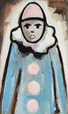 Clown by Markey Robinson, gouache on board, sold Jan 2019