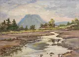 Charles McAuley, Riverscape, oil on board