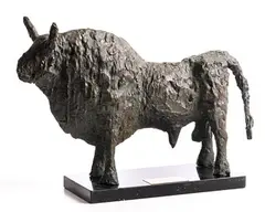 John Behan, Bull, 1974, unique bronze on marble base