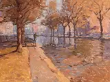 High Summer, Grand Canal, Dublin by Desmond Hickey, oil on canvas on board, offered Jan 2019