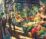 Flower Sellers, Grafton Street by Norman Teeling, oil on board, sold Jan 2019