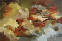 Abstract Composition by Gretta O'Brien, oil on canvas, sold Jan 2019