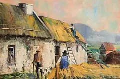 Thatching by Anne Tallentire, oil on canvas, offered Jan 2019