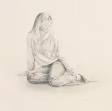 John Waterhouse British, Study of Fiona, pencil drawing