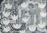 The Fenian Cycle - The Elopement by Martin Finnin, mixed media on paper, sold Jan 2019