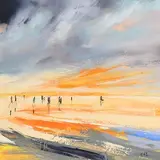 Paula McKinney, Sunset Stroll, oil on board