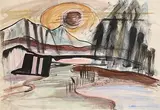 Sunset by Norah McGuinness, watercolour, sold Jan 2019