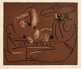 Pablo Picasso Spanish, Femme Couchee et Homme au Grand Chapeau (Bloch 919)