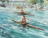 Gordon King British, Henly Boat Race, oil on canvas