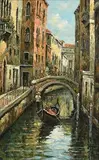 Loris Vendramin Italian, Gondola, Venice, oil on canvas