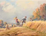 Harvest Time by Charles McAuley, oil on canvas, sold Dec 2018
