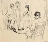 Seán Keating, Lennox Robinson Rehearsing the Abbey Players, charcoal drawing