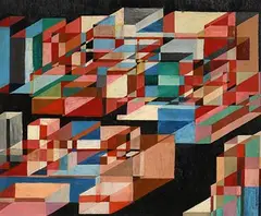 Cubes by Harry Kernoff, oil on board, offered Dec 2018