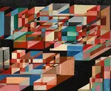 Harry Kernoff, Cubes, oil on board