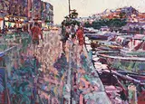 On the Promenade by Arthur K. Maderson, oil on board, sold Dec 2018